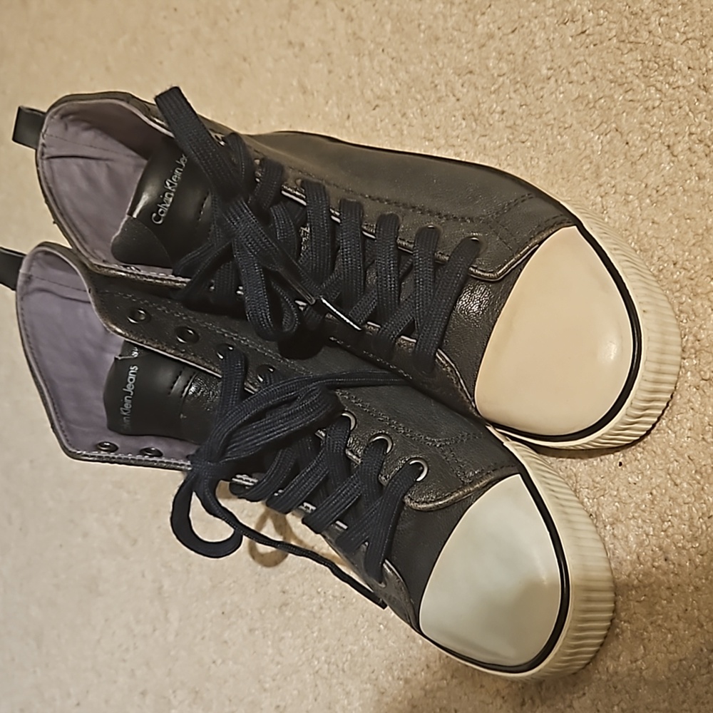 Womens Calvin Klein Blue Leather High Tops size 9